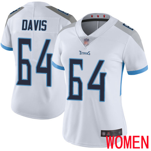 Tennessee Titans Limited White Women Nate Davis Road Jersey NFL Football #64 Vapor Untouchable->women nfl jersey->Women Jersey